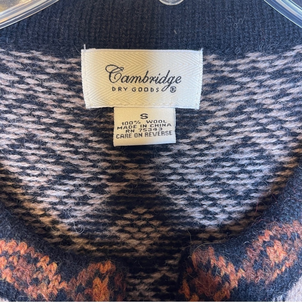 Cambridge Dry Good 100% Wool Nordic Print Winter Cardigan Women's Small - Picture 3 of 9